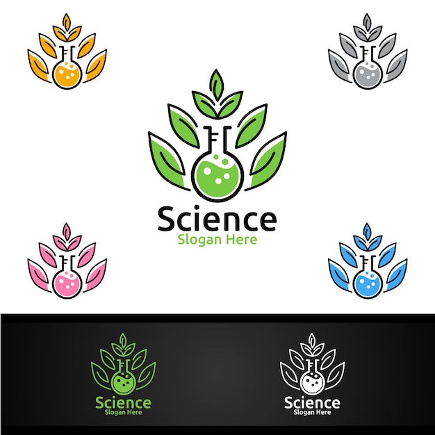 Logo De Laboratoire De Science Et De Recherche Organique Pour La Microbiologie, La Biotechnologie, La Chimie Ou Le Concept De Conception De L'éducation