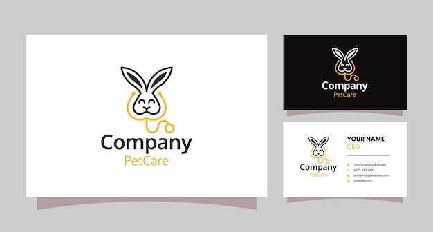 Logo Lapin Portant Un Stéthoscope Convient Aux Entreprises Pour Animaux De Compagnie Et Aux Cliniques Vétérinaires, En Particulier Rab