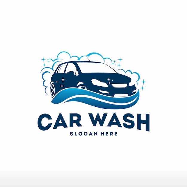 Vecteur logo de lavage de voiture conçoit vecteur de concept, modèle de logo de nettoyage automobile