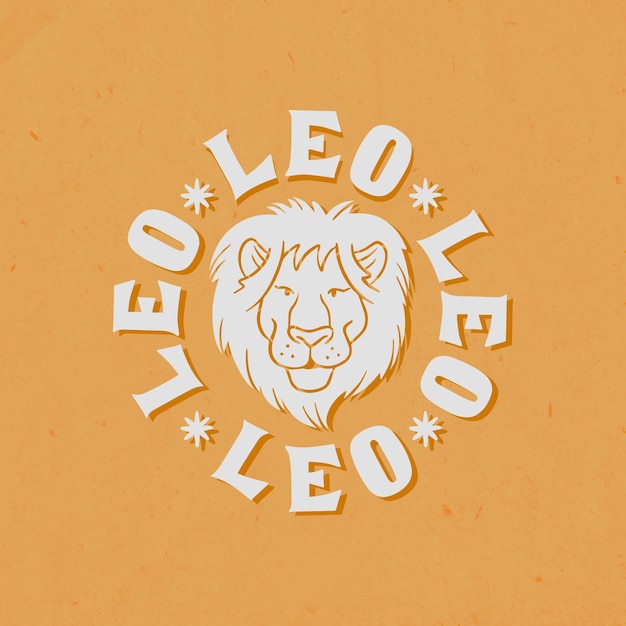 Vecteur logo leo dessiné à la main avec lion