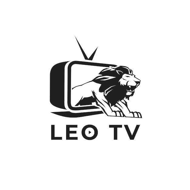 Vecteur logo leo tv avec télévision et lion