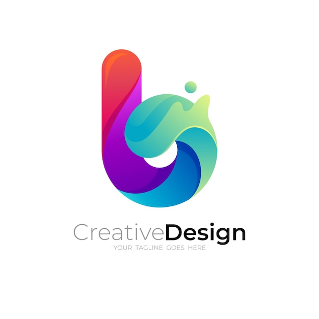 Logo De La Lettre B Moderne Avec Un Design Coloré, Style 3d