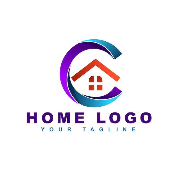 Vecteur logo de la lettre c avec concept de construction et de maison.