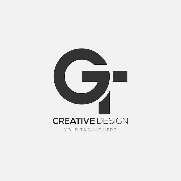 Vecteur logo de lettre créative monogramme abstrait gt ou tg