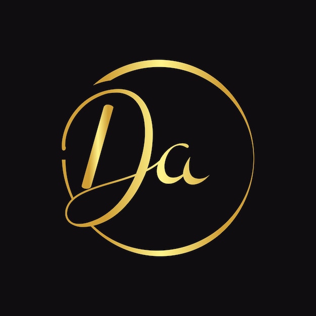 Logo de lettre DA initial avec modèle vectoriel de typographie de script Création de logo de lettre DA de script créatif