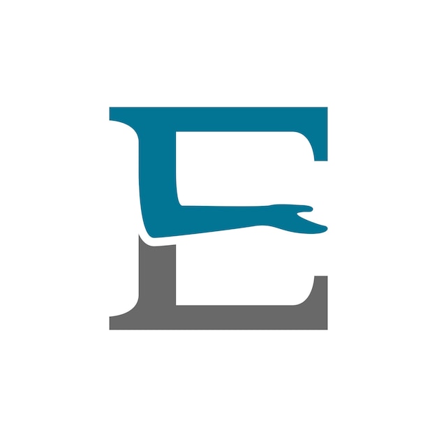 Logo De La Lettre E Avec La Silhouette De La Main