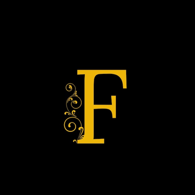 Vecteur logo de lettre f avec un design doré floral de luxe