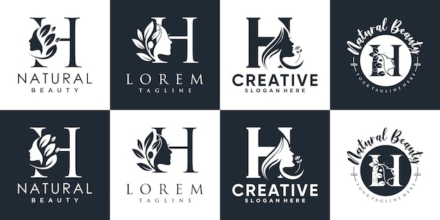 Vecteur logo lettre h collection de conception avec le concept de beauté de la nature vecteur premium