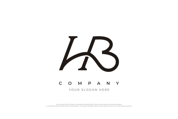 Logo lettre HB avec une lettre noire sur fond blanc