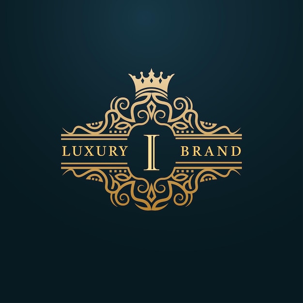 Vecteur logo de lettre i or de luxe. logo de luxe lettre initiale i design