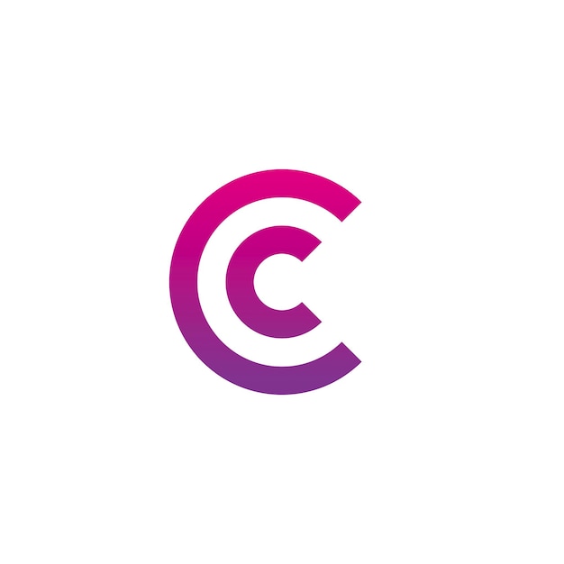 logo de la lettre initiale cc c à l'intérieur de c minuscule arrondi violet rose