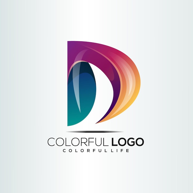 D Logo Lettre Initiale Dégradé Coloré 3d