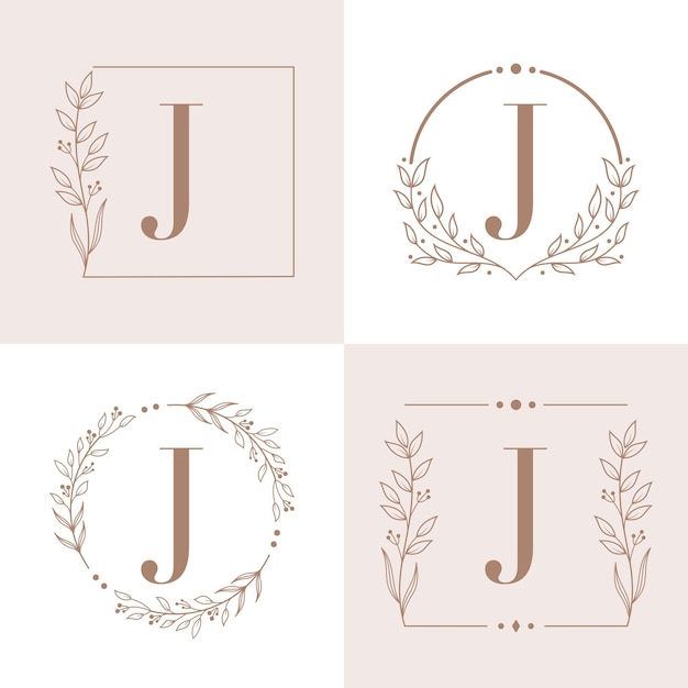 Logo De La Lettre J Avec Modèle De Fond De Cadre Floral