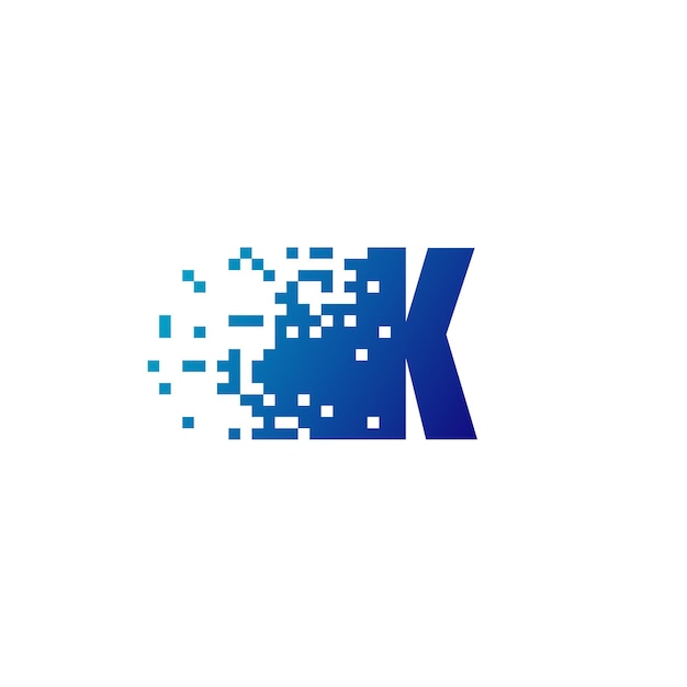 Vecteur logo de la lettre k pixel, logo k en mouvement rapide