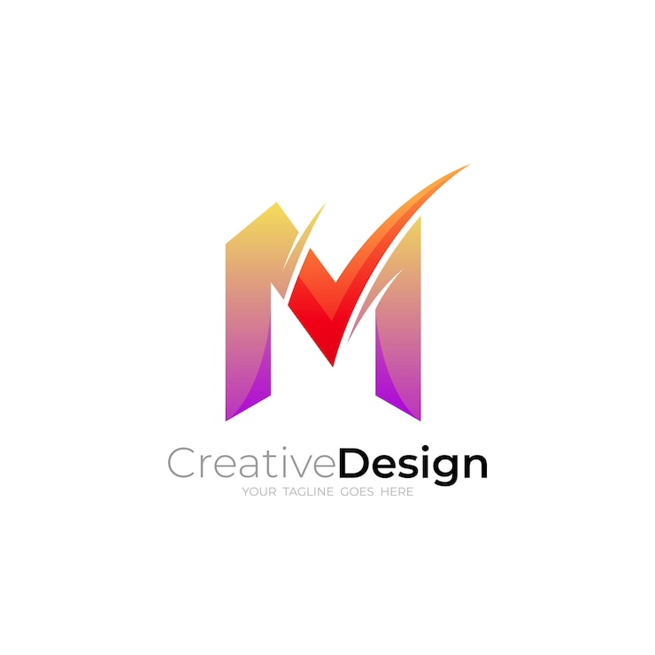 Vecteur logo de la lettre m et vérifier la couleur rouge du vecteur de conception