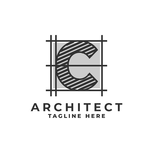 Logo De La Lettre C Et A Avec Un Modèle Vectoriel De Logo D'entreprise D'architecte De Style Croquis