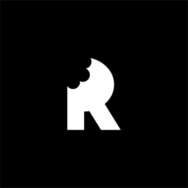 Vecteur logo de lettre de morsure r logo r initial créatif et moderne unique et attrayant avec un design en forme de piqûres