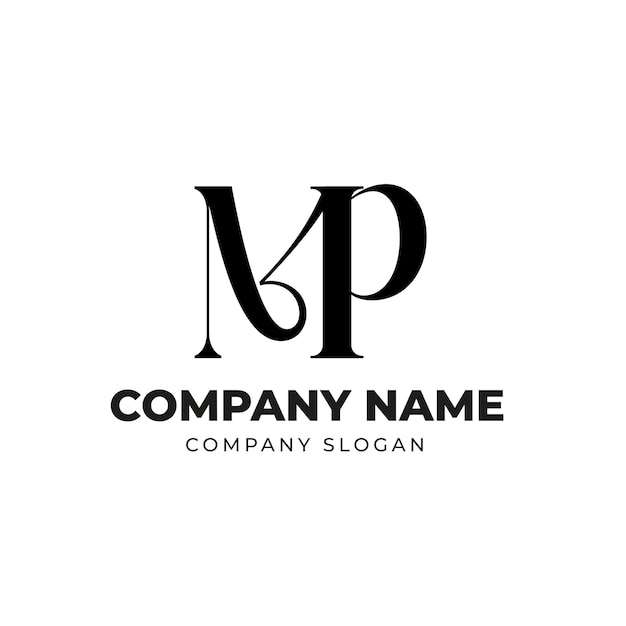 Le logo de la lettre MP Monogram est un design stylé et minimaliste.