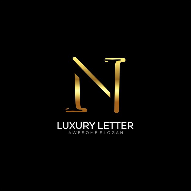 Logo De La Lettre N Avec Un Design De Couleur De Luxe