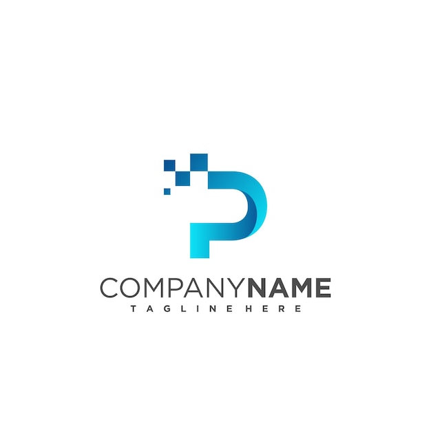 Logo de la lettre P moderne et en couches minimales