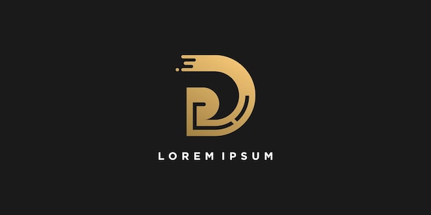Logo Lettre D Avec Style Abstrait Doré Vecteur Premium