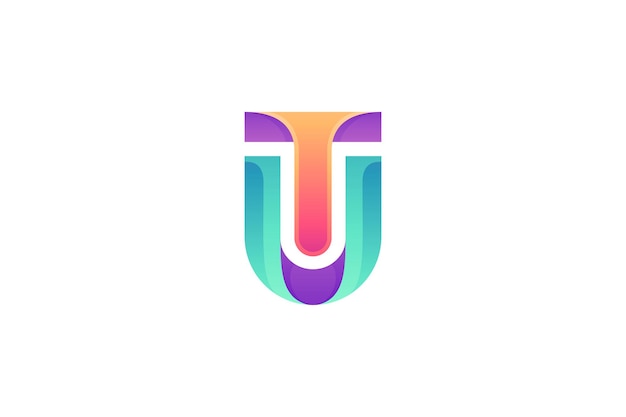 Logo de lettre TU ou UT avec motif monogramme coloré