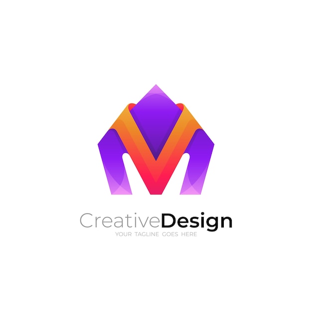 Logo Lettre V Avec Icône De Maison De Combinaison De Design M