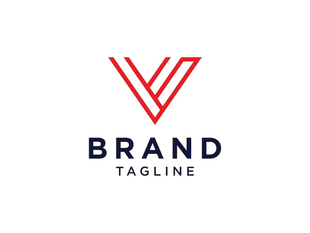 Logo de la lettre V initiale abstraite. Style origami géométrique de forme rouge isolé sur fond blanc.