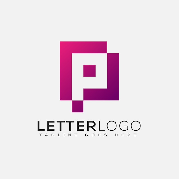 Vecteur un logo de lettre violet et noir avec une forme carrée.