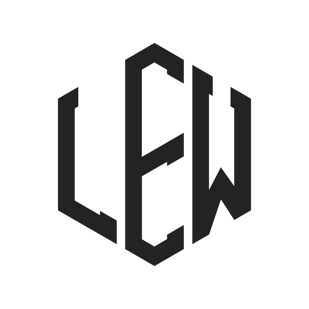 Le logo LEW Design Initial Letter LEW Monogram Logo en utilisant une forme hexagonale