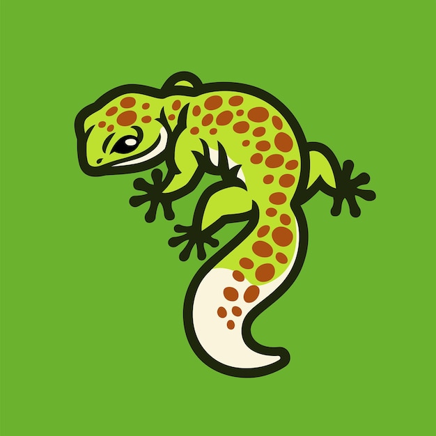 Logo De Lézard Gecko Léopard Vert Mignon