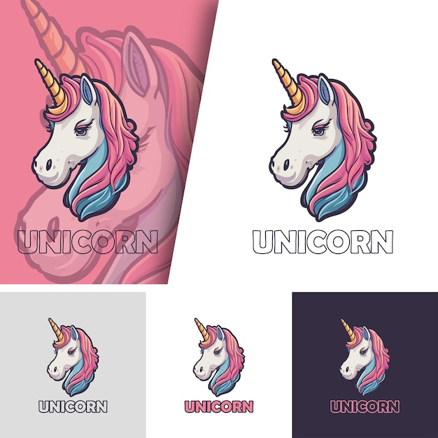 Vecteur logo licorne mignon