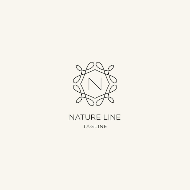 Logo De Ligne Nature Premium Avec Modèle De Logo De Style Lettre N