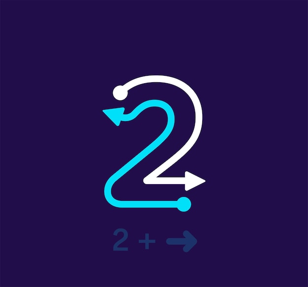 Logo linéaire numéro 2. Logo exclusif. Numéro abstrait, cible de flèche rotative simple. Identité d'entreprise
