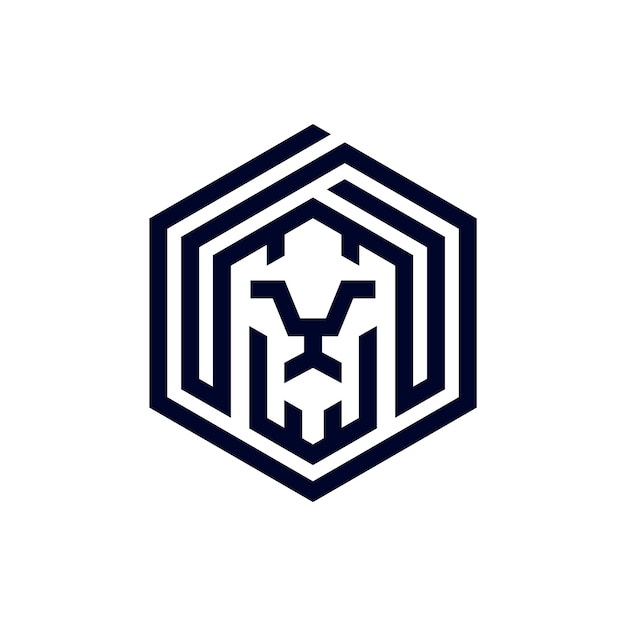 Logo De Lion Avec Concept Hexagonal