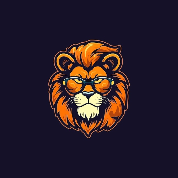 Un Logo D'un Lion Avec Des Lunettes Conçues Dans Un Style D'illustration Esports