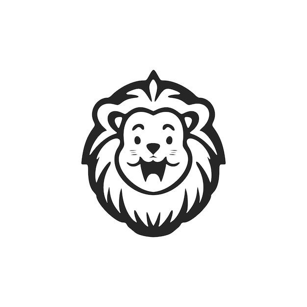 Logo de lion mignon noir et blanc chic Bon pour les marques