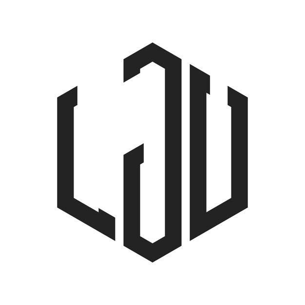 Le logo LJU est conçu avec les initiales LJU et le monogramme LJU en forme d'hexagone.