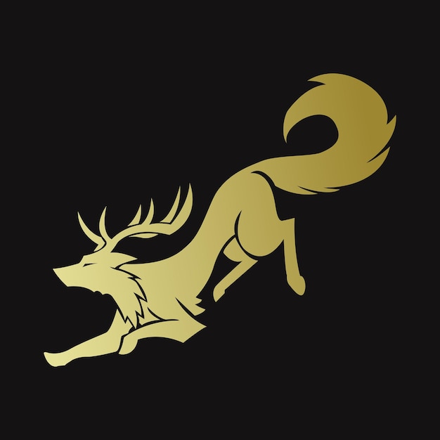 Vecteur un logo de loup doré sur fond noir