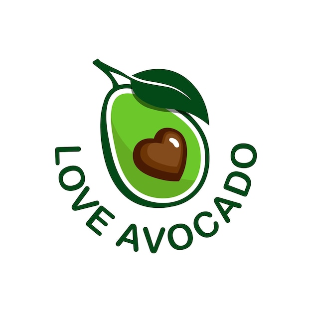Logo Love Avocado Avec Un Cœur Sur Le Devant