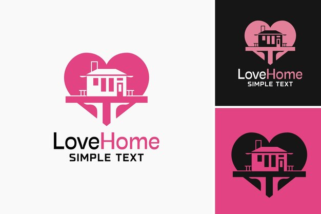 Vecteur le logo love home est un atout de conception adapté aux entreprises immobilières ou aux architectes d'intérieur