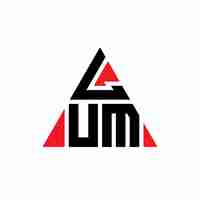 Vecteur le logo lum est un triangle en forme de triangle, un monogramme, un modèle de logo vectoriel en couleur rouge, un logo triangulaire, un logo simple, élégant et luxueux.