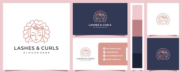 Logo De Luxe Lashes & Curls Avec Concept De Carte De Visite