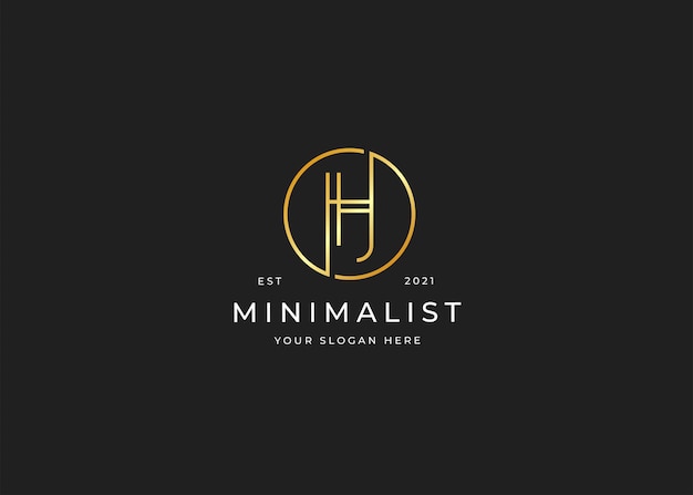 Vecteur logo de luxe lettre h minimaliste avec modèle de conception de forme de cercle