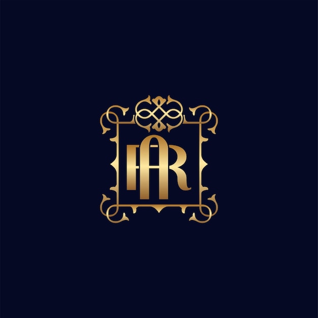 Vecteur logo de luxe royal orné d'or ar ou ra