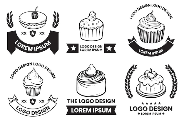 Logo de magasin de gâteaux et de desserts dans un style vintage