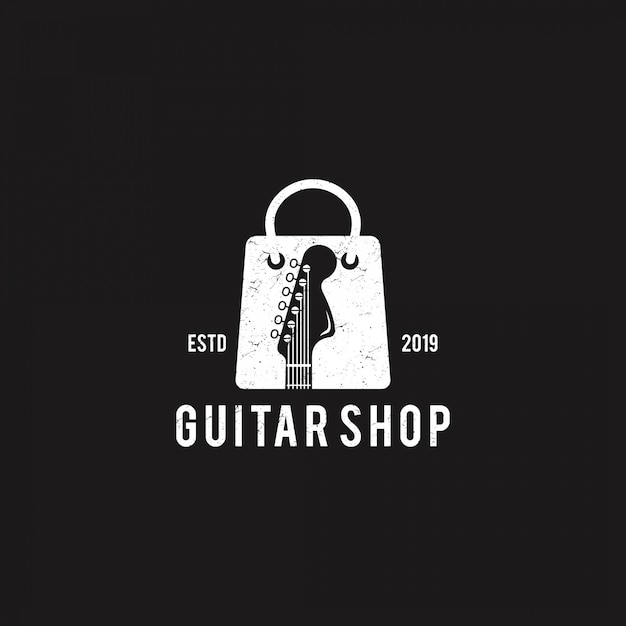 Logo de magasin de guitare sur fond noir