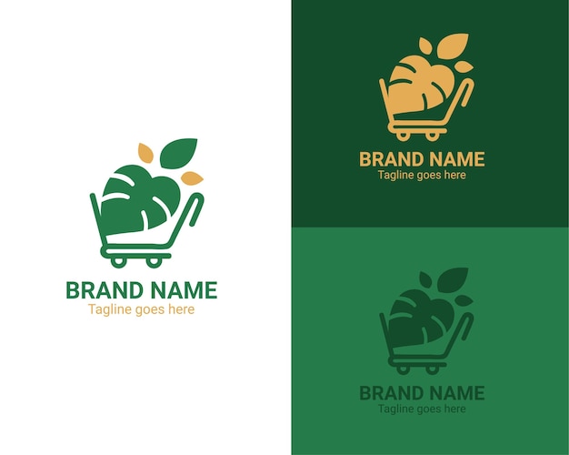 Vecteur logo de magasin de plantes avec panier