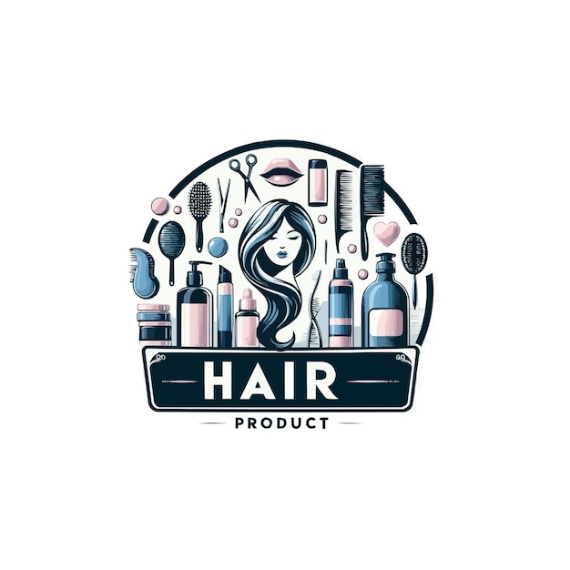 Vecteur logo d'un magasin de produits pour les cheveux sur fond blanc