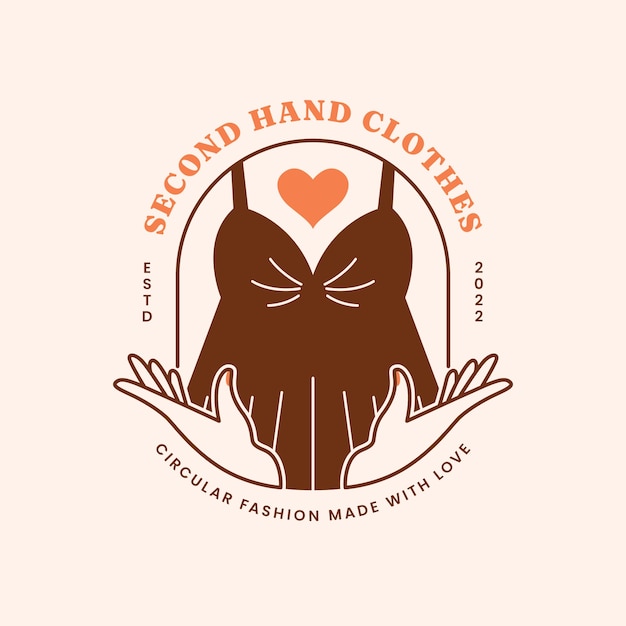 Logo de magasin de vêtements d'occasion dessiné à la main